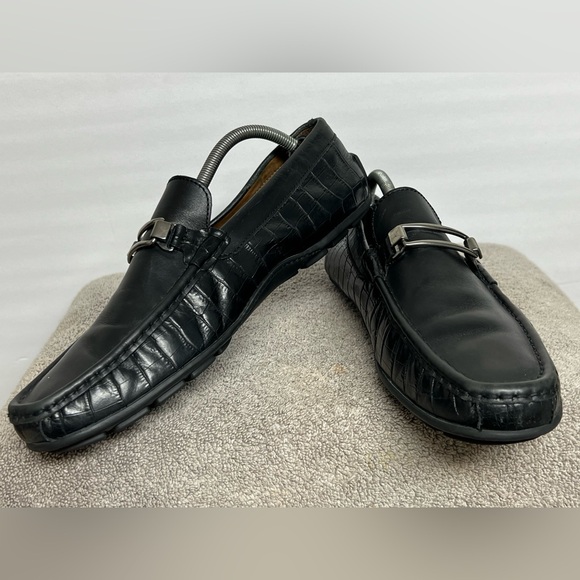 Black Leather Loafers with Buckle Detail main image 11